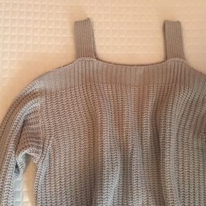 Knit off shoulder long sleeve sweater